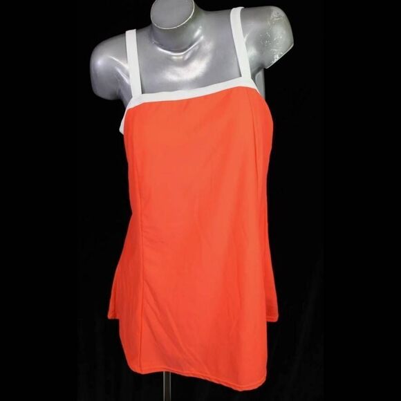 ROAMAN'S ORANGE/WHITE RETRO CLASSIC SWIMSUIT SWIM DRESS WOMENS SIZE 14W - Picture 1 of 8